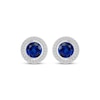 Thumbnail Image 2 of Blue & White Lab-Created Sapphire Halo Stud Earrings Sterling Silver