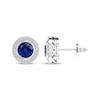 Thumbnail Image 3 of Blue & White Lab-Created Sapphire Halo Stud Earrings Sterling Silver