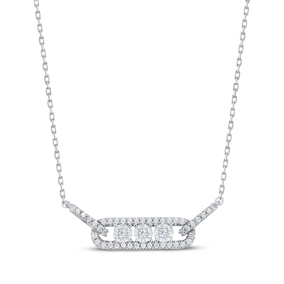 Diamond Paperclip Links Necklace 1/5 ct tw Sterling Silver 18"
