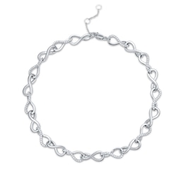 Diamond Twist Link Anklet 1/2 ct tw Sterling Silver 10.5"