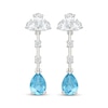Thumbnail Image 2 of Pear-Shaped Swiss Blue Topaz & White Lab-Created Sapphire Station Drop Earrings Sterling Silver