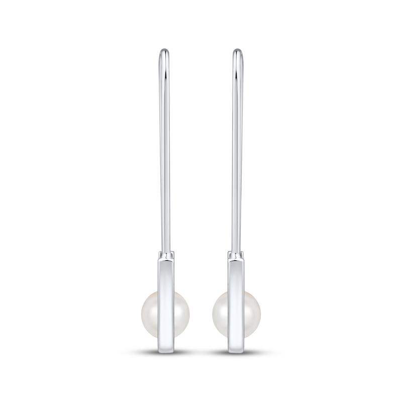 Main Image 2 of Cultured Pearl Safety Pin Hoop Earrings Sterling Silver