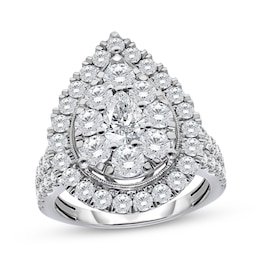Adore Lab-Grown Diamonds Pear-Shaped Double Halo Engagement Ring 3 ct tw 10K White Gold