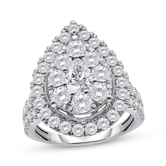 Adore Lab-Grown Diamonds Pear-Shaped Double Halo Engagement Ring 3 ct tw 10K White Gold