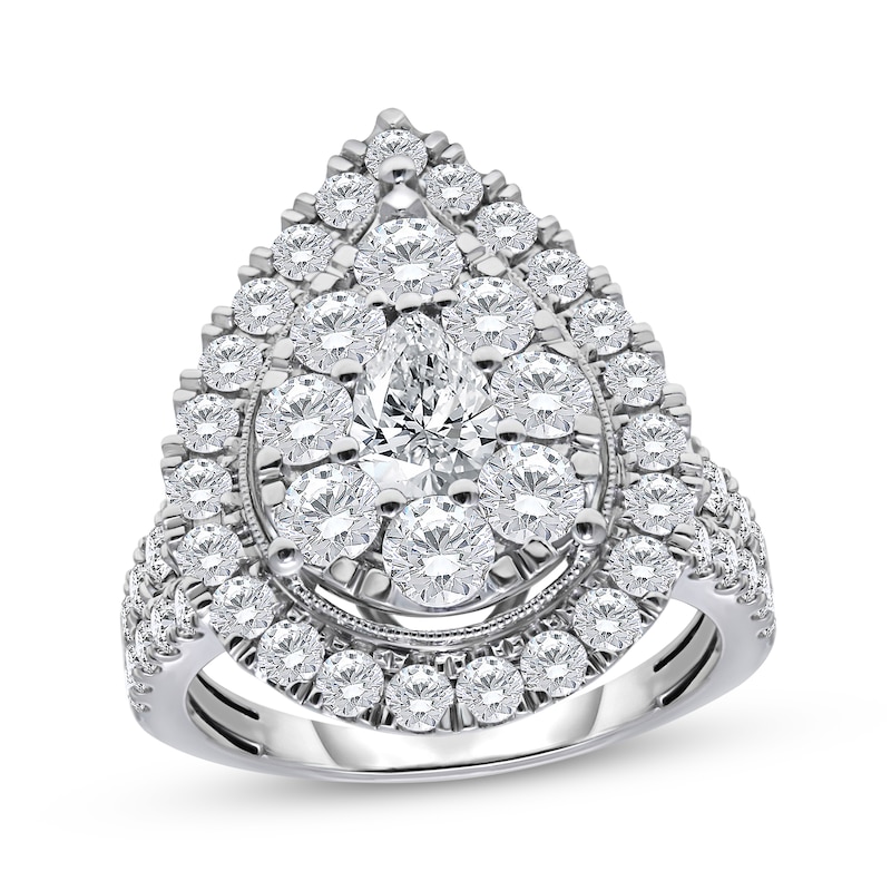 Main Image 1 of Adore Lab-Grown Diamonds Pear-Shaped Double Halo Engagement Ring 3 ct tw 10K White Gold