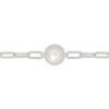 Thumbnail Image 2 of Cultured Pearl & White Lab-Created Sapphire Halo Paperclip Chain Bracelet Sterling Silver 7.5"