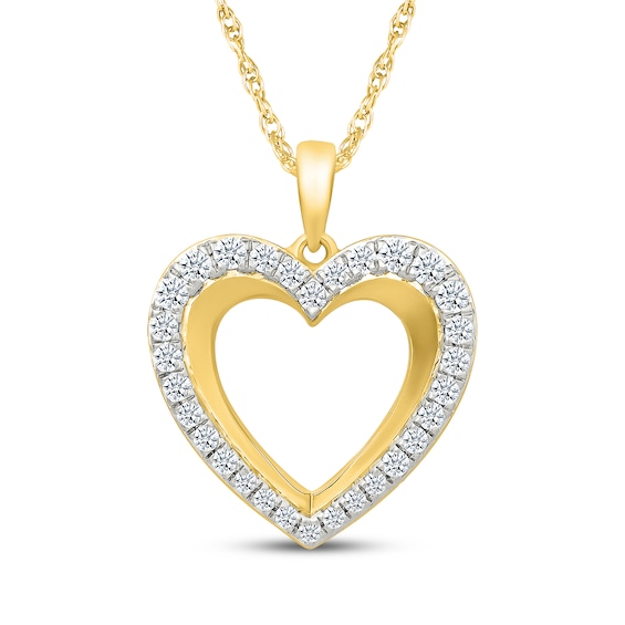 KAY Lab-Grown Diamonds Beveled Heart Necklace 1/2 ct tw 24K Yellow Gold Vermeil Sterling Silver 18"