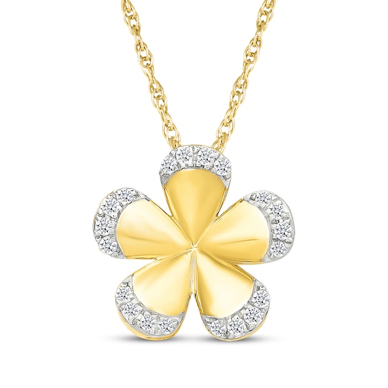 KAY Lab-Grown Diamonds Flower Necklace 1/8 ct tw 24K Yellow Gold Vermeil Sterling Silver 18"