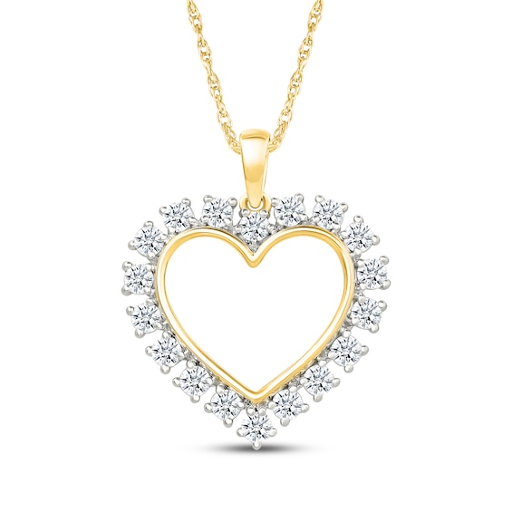 KAY Lab-Grown Diamonds Heart Outline Necklace 1 ct tw 24K Yellow Gold Vermeil Sterling Silver 18"
