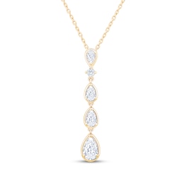 KAY Lab-Grown Diamonds Pear-Shaped & Round-Cut Drop Necklace 1 ct tw 14K Yellow Gold 18"