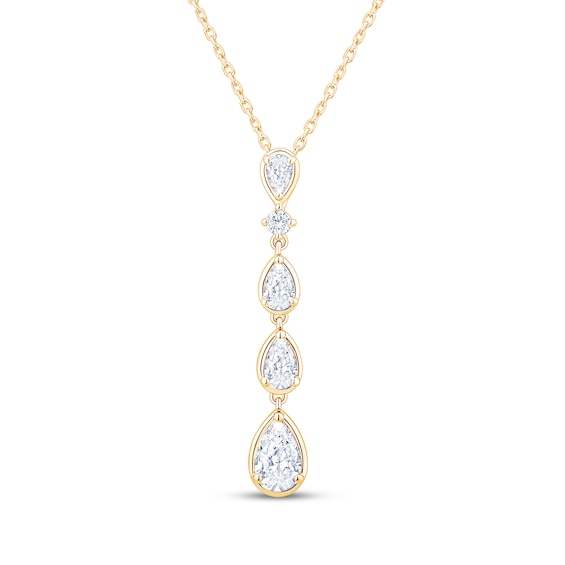 KAY Lab-Grown Diamonds Pear-Shaped & Round-Cut Drop Necklace 1 ct tw 14K Yellow Gold 18"