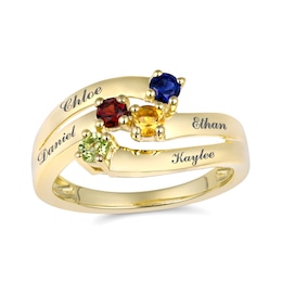 Round Birthstone Family & Mother's Ring (1-4 Stones and 2-4 Lines)