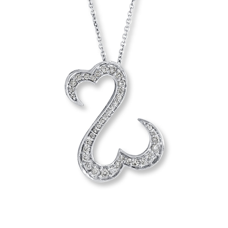 Main Image 1 of Open Hearts Necklace 1/2 ct tw Diamonds 14K White Gold