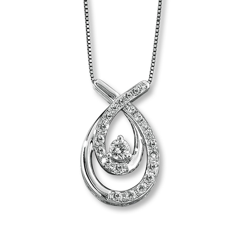 Main Image 1 of Diamond Necklace 1/3 ct tw Round-cut 10K White Gold