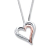 Thumbnail Image 0 of Diamond Heart Necklace Sterling Silver & 10K Rose Gold