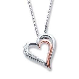 Diamond Heart Necklace Sterling Silver/10K Gold