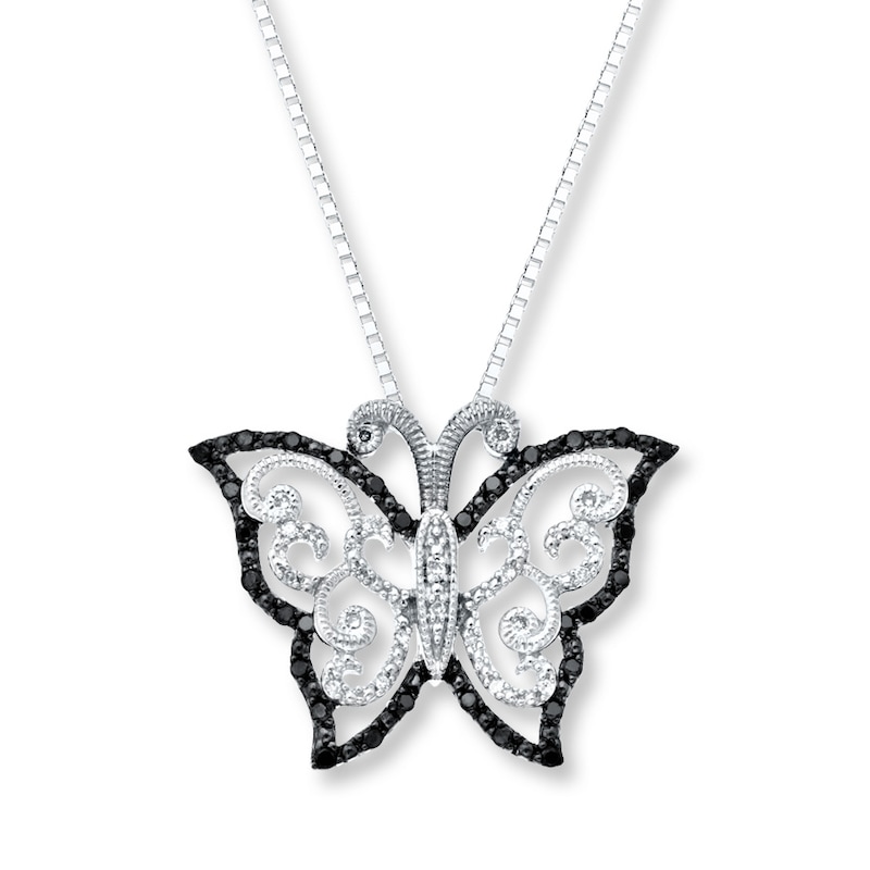 Main Image 1 of Butterfly Necklace 1/4 ct tw Diamonds Sterling Silver