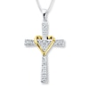 Thumbnail Image 0 of Cross Necklace 1/10 ct tw Diamonds Sterling Silver & 10K Yellow Gold