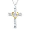 Thumbnail Image 0 of Cross Necklace 1/10 ct tw Diamonds Sterling Silver & 10K Yellow Gold