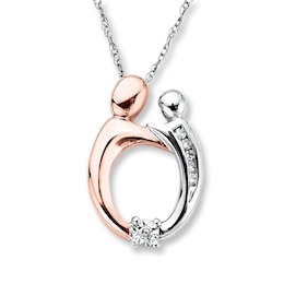 Diamond Necklace 1/20 ct tw Round-cut 10K Two-Tone Gold