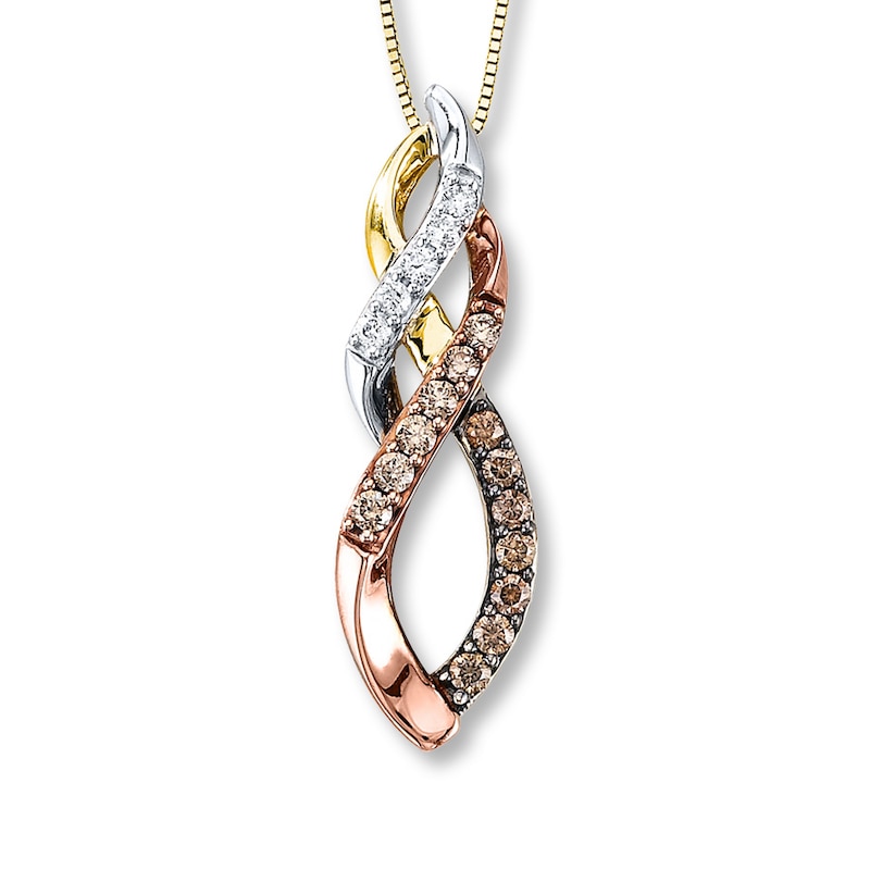 Main Image 1 of Diamond Necklace 3/8 ct tw Brown/White 10K Tri-Color Gold