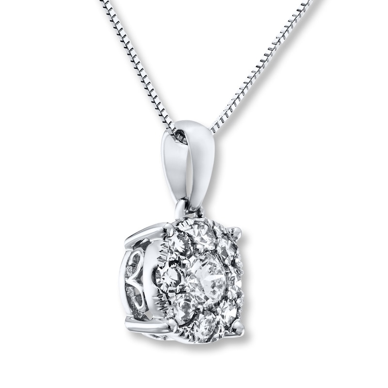 Diamond Necklace 3/4 ct tw Round-cut 14K White Gold 18"