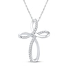 Thumbnail Image 0 of Diamond Cross Necklace 1/6 ct tw Round-cut 10K White Gold 18"