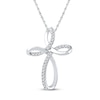 Thumbnail Image 0 of Diamond Cross Necklace 1/6 ct tw Round-cut 10K White Gold 18"