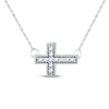 Thumbnail Image 0 of Sideways Cross Necklace 1/15 ct tw Diamonds 10K White Gold 18"