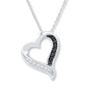 Thumbnail Image 0 of Black/White Diamond Heart Necklace 1/10 ct tw 10K White Gold 18"