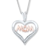 Thumbnail Image 0 of Mom Heart Necklace 1/10 ct tw Diamonds Sterling Silver & 10K Rose Gold 18"