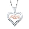 Thumbnail Image 1 of Mom Heart Necklace 1/10 ct tw Diamonds Sterling Silver & 10K Rose Gold 18"