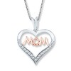 Thumbnail Image 0 of Mom Heart Necklace 1/10 ct tw Diamonds Sterling Silver & 10K Rose Gold 18"