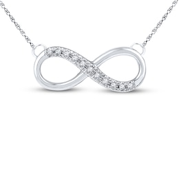 Diamond Infinity Necklace 1/20 ct tw Round-cut 10K White Gold 18&quot;