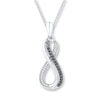 Thumbnail Image 1 of Black/White Diamond Infinity Necklace 1/6 ct tw Sterling Silver 18"