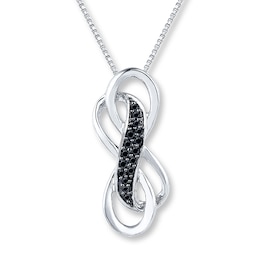 Black Diamond Infinity Necklace 1/10 ct tw Sterling Silver 18&quot;