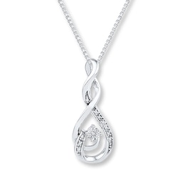 Diamond Necklace 1/20 ct tw Round-cut Sterling Silver