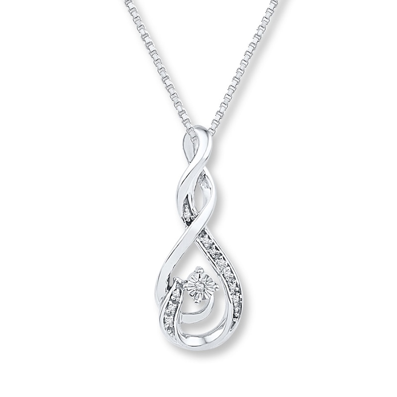Main Image 1 of Diamond Necklace 1/20 ct tw Round-cut Sterling Silver
