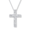 Thumbnail Image 0 of Cross/Heart Necklace 1/20 ct tw Diamonds Sterling Silver