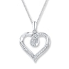 Thumbnail Image 0 of Diamond Heart Necklace 1/8 ct tw Baguette/Round Sterling Silver