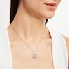 Thumbnail Image 2 of Baguette & Round-Cut Diamond Heart Necklace 1/8 ct tw Sterling Silver 18"