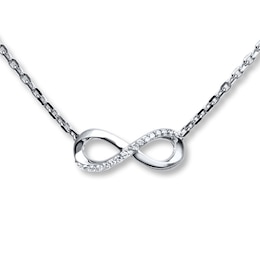 Diamond Infinity Necklace 1/20 ct tw Round-cut Sterling Silver 18&quot;
