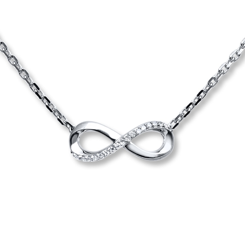 Diamond Infinity Necklace 1/20 ct tw Round-cut Sterling Silver 18"