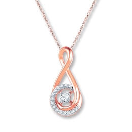Diamond Infinity Necklace 1/8 ct tw Round-cut 10K Rose Gold 18&quot;