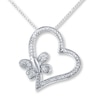 Thumbnail Image 0 of Butterfly and Heart Diamond Accents Sterling Silver Necklace