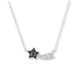 Young Teen Shooting Star Diamond Necklace Sterling Silver 17&quot;