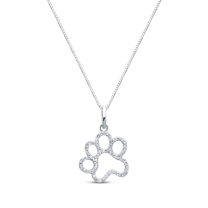 Silver Paw Heart Locket Real Diamond Pet Dog Sterling Silver All Chain Lengths 