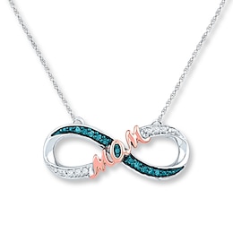 Infinity Necklace 1/10 ct tw Diamonds Sterling Silver & 10K Rose Gold