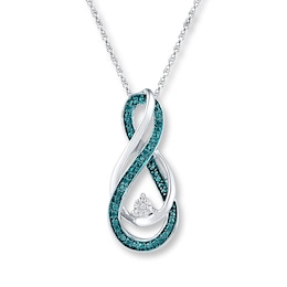 Infinity Symbol Necklace Diamond Accents Sterling Silver 18&quot;