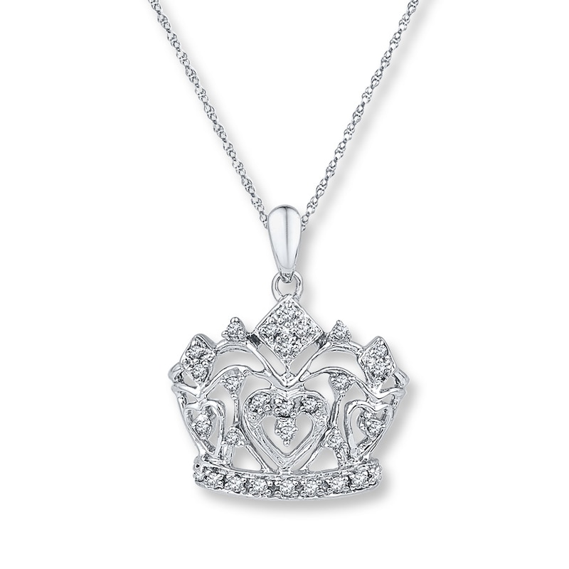 Crown Necklace 1/6 ct tw Diamonds Sterling Silver